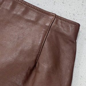 Brown Genuine Leather Pencil Skirt